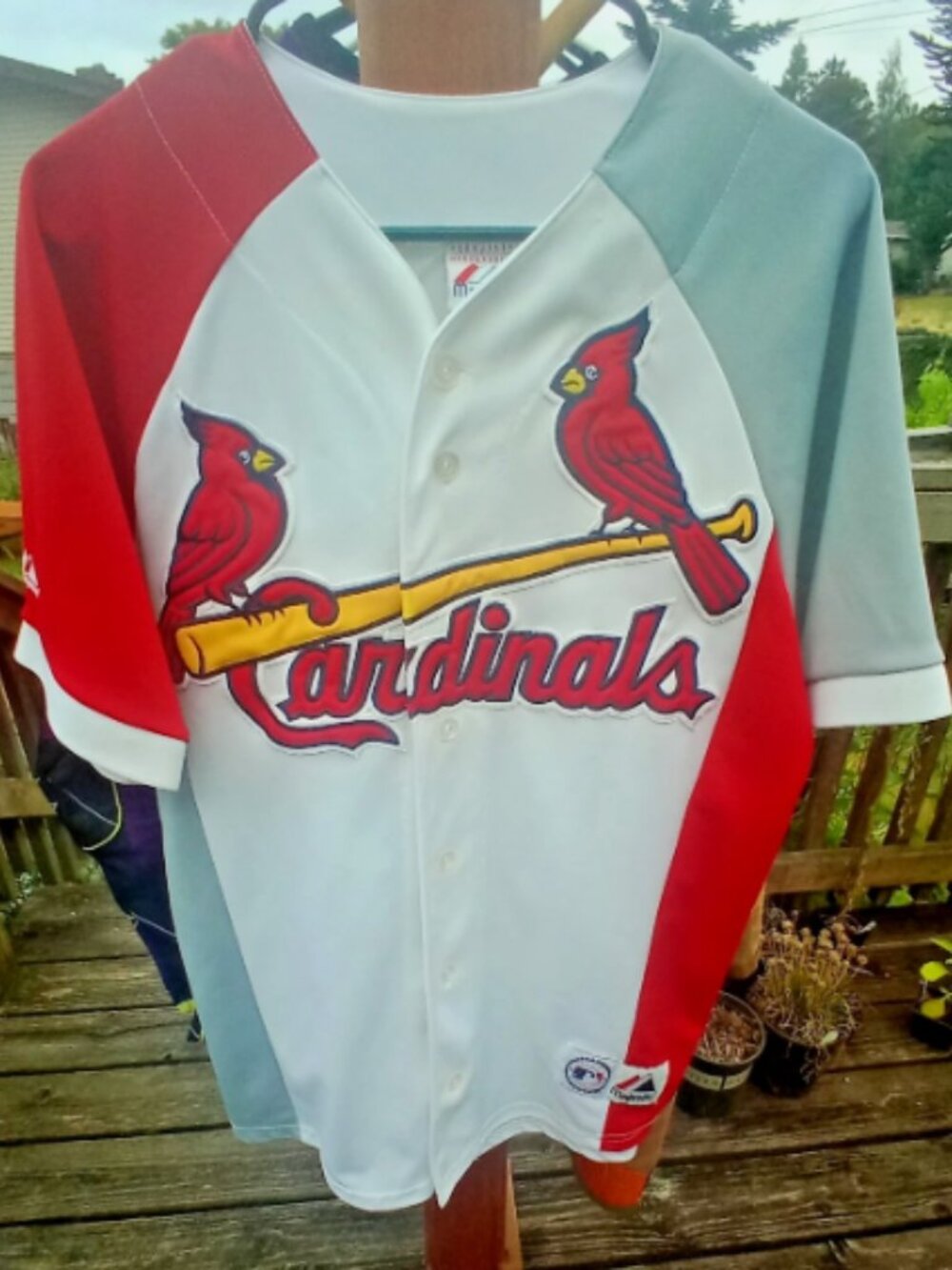 Amazing Majestic St. Louis Cardinals colorblock MLB Baseball jersey(M)